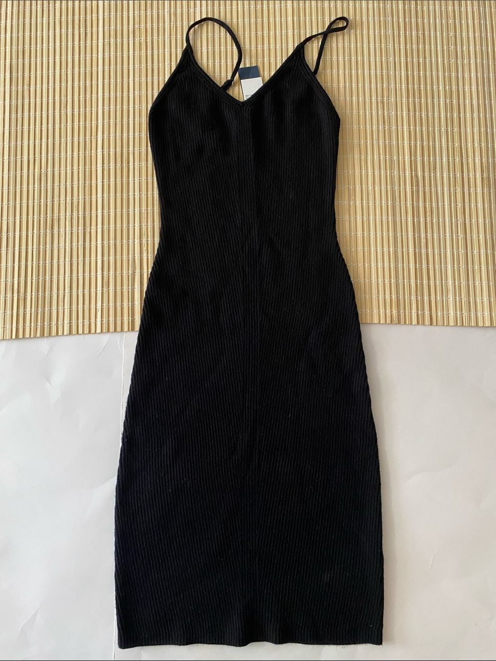 Abercrombie & Fitch Black Ribbed Maxi Slip Dress